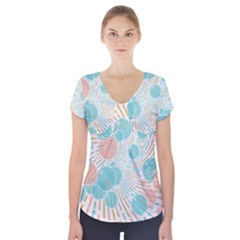 Bubbles Short Sleeve Front Detail Top by linceazul