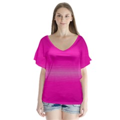 Ombre V-neck Flutter Sleeve Top by ValentinaDesign