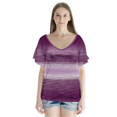 Ombre V-neck Flutter Sleeve Top by ValentinaDesign