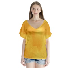 Ombre V-neck Flutter Sleeve Top by ValentinaDesign