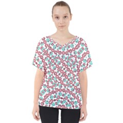 Multicolor Graphic Pattern V-neck Dolman Drape Top by dflcprints