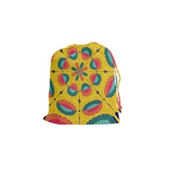 Textured Tropical Mandala Drawstring Pouches (small)  by linceazul