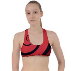 Double Spiral Thick Lines Black Red Criss Cross Racerback Sports Bra by Mariart