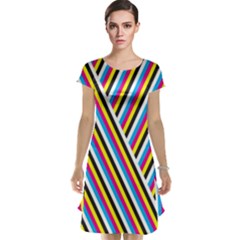 Lines Chevron Yellow Pink Blue Black White Cute Cap Sleeve Nightdress by Mariart