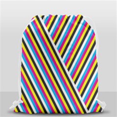 Lines Chevron Yellow Pink Blue Black White Cute Drawstring Bag (small) by Mariart