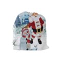Funny Santa Claus With Snowman Drawstring Pouches (Large)  View2