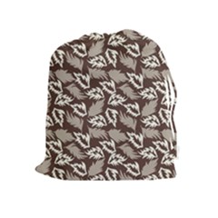 Dried Leaves Grey White Camuflage Summer Drawstring Pouches (extra Large) by Mariart