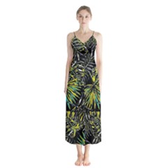 Tropical Pattern Button Up Chiffon Maxi Dress by ValentinaDesign