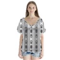 Folklore pattern V-Neck Flutter Sleeve Top View1