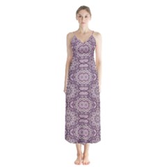 Oriental Pattern Button Up Chiffon Maxi Dress by ValentinaDesign