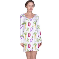 Vegetable Pattern Carrot Long Sleeve Nightdress by Mariart