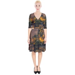 Mont St Michel Sunset Island Church Wrap Up Cocktail Dress by Nexatart