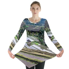 Rice Terrace Rice Fields Long Sleeve Tunic  by Nexatart