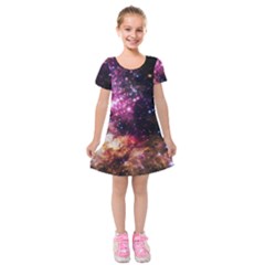 Space Colors Kids  Short Sleeve Velvet Dress by ValentinaDesign