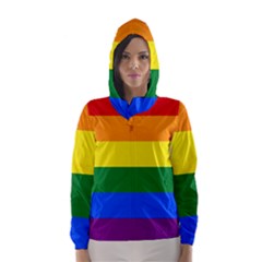 Pride Flag Hooded Wind Breaker (women) by Valentinaart