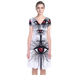 Inquisition Symbol Short Sleeve Front Wrap Dress by Valentinaart