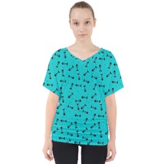 Fish Bones Pattern V-neck Dolman Drape Top by ValentinaDesign