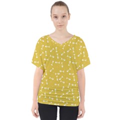 Fish Bones Pattern V-neck Dolman Drape Top by ValentinaDesign