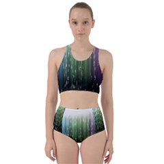 Numerical Animation Random Stripes Rainbow Space Racer Back Bikini Set by Mariart