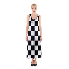 Grid Domino Bank And Black Sleeveless Maxi Dress by Nexatart