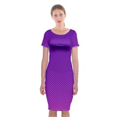 Halftone Background Pattern Purple Classic Short Sleeve Midi Dress by Nexatart