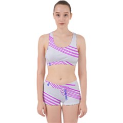 Electricty Power Pole Blue Pink Work It Out Sports Bra Set by Mariart
