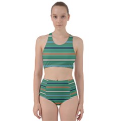 Horizontal Line Green Red Orange Racer Back Bikini Set by Mariart