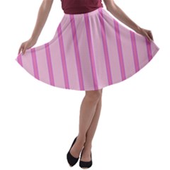 Line Pink Vertical A-line Skater Skirt by Mariart