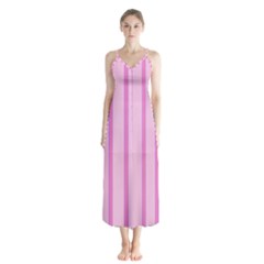 Line Pink Vertical Button Up Chiffon Maxi Dress by Mariart