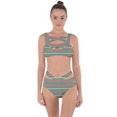 Horizontal Line Red Green Bandaged Up Bikini Set  by Mariart