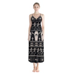 Halloween Pattern Button Up Chiffon Maxi Dress by ValentinaDesign