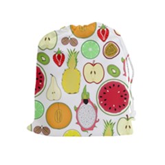 Mango Fruit Pieces Watermelon Dragon Passion Fruit Apple Strawberry Pineapple Melon Drawstring Pouches (extra Large) by Mariart