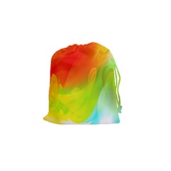 Red Yellow Green Blue Rainbow Color Mix Drawstring Pouches (small)  by Mariart