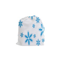Star Flower Blue Drawstring Pouches (small)  by Mariart