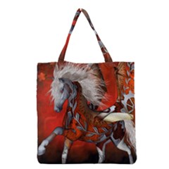 Awesome Steampunk Horse With Wings Grocery Tote Bag by FantasyWorld7