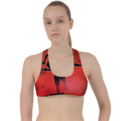 Dancing Couple On Red Background With Flowers And Hearts Criss Cross Racerback Sports Bra by FantasyWorld7