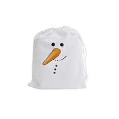 Cute Snowman Drawstring Pouches (medium)  by Valentinaart