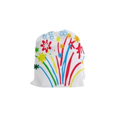 Fireworks Rainbow Flower Drawstring Pouches (small)  by Mariart
