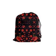 Pumkins And Roses From The Fantasy Garden Drawstring Pouches (medium)  by pepitasart