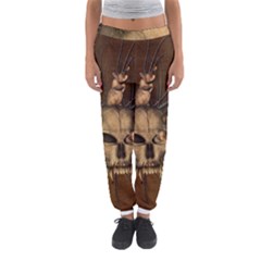 Awesome Skull With Rat On Vintage Background Women s Jogger Sweatpants by FantasyWorld7