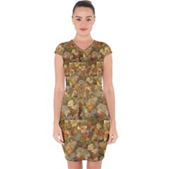 Autumn Leaves Cotton Capsleeve Drawstring Dress With Pockets by SusanFranzblau