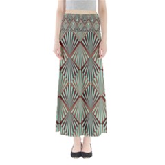 Art Deco Teal Brown Full Length Maxi Skirt by NouveauDesign