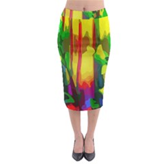 Abstract Vibrant Colour Botany Midi Pencil Skirt by Celenk