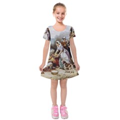 The First Thanksgiving Kids  Short Sleeve Velvet Dress by Valentinaart