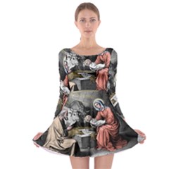 The Birth Of Christ Long Sleeve Skater Dress by Valentinaart
