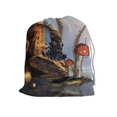 Wonderful Seascape With Mushroom House Drawstring Pouches (extra Large) by FantasyWorld7