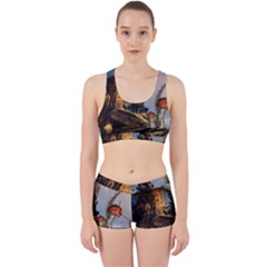 Wonderful Seascape With Mushroom House Work It Out Sports Bra Set by FantasyWorld7