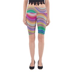 Wave Background Happy Design Yoga Cropped Leggings by Celenk