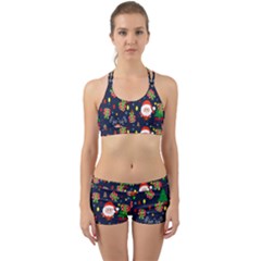 Santa And Rudolph Pattern Back Web Sports Bra Set by Valentinaart