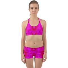 Pattern Back Web Sports Bra Set by gasi
